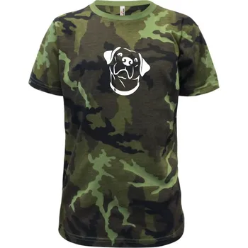 Labrador obrys - Dětské maskáčové triko - 104-110cm / 3-4 roky ( Zelený maskáč )