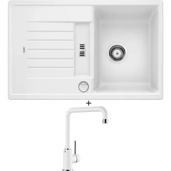 Kuchyňský dřez Granitový dřez SET Blanco ZIA 45 S bílá + excentrické ovládání + Blanco MILI bílá 523107