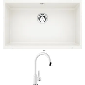 Granitový dřez Dřez pod desku SET Blanco ROTAN 700 U bílá 521346 + Blanco MIDA-S bílá 521457