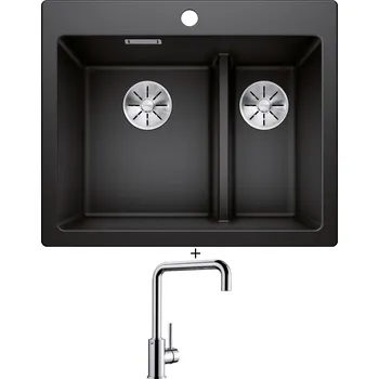 Granitový dřez Granitový dřez SET Blanco PLEON 6 SPLIT antracit 521689 + Blanco MILI chrom 519413