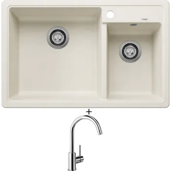 Kuchyňský dřez Granitový dřez SET Blanco LEGRA 8 bílá soft 527089 + Blanco MIDA chrom 517742