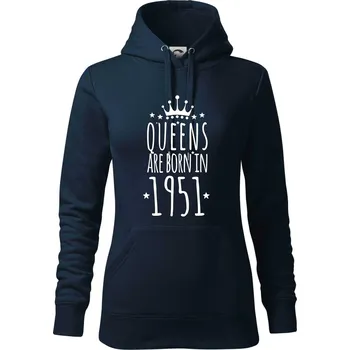 Dámská mikina Queens are born in 1951 - Mikina dámská Cape s kapucí - L ( Námořní modrá (velmi tmavá - téměř černá) )
