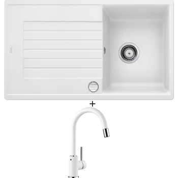 Granitový dřez Granitový dřez SET Blanco ZIA 45 SL bílá + excentrické ovládání + Blanco MIDA-S bílá 521457