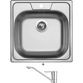 Kuchyňský dřez Nerezový dřez SET Sinks CLASSIC 480 V nerez matný + Deante CORIO BFC 060M chrom
