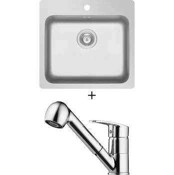 Nerezový dřez Nerezový dřez SET Pyramis ZERIA (56x52) 1B nerez + Pyramis FIDO chrom