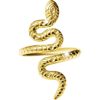 Prsten JSB bijoux s.r.o. Zlatý ocelový prsten stočený had bez krystalů