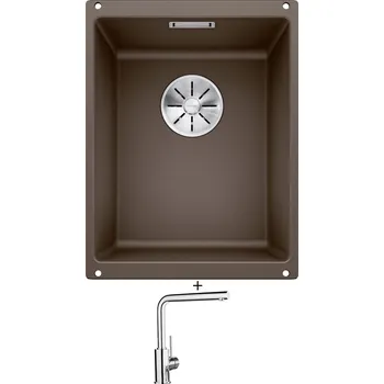 Granitový dřez Dřez pod desku SET Blanco SUBLINE 320-U kávová 523415 + Blanco MILA chrom 519414