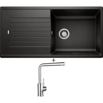 Kuchyňský dřez Granitový dřez SET Blanco ZIA XL 6 S černá 526024 + Blanco MILA chrom 519414