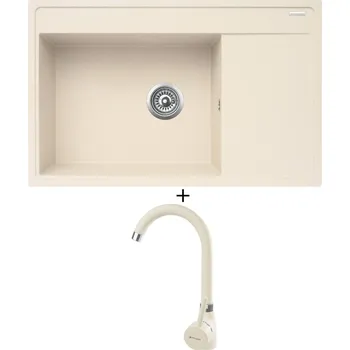 Granitový dřez Granitový dřez SET Pyramis CAMEA (79x50) 1B 1D vanilka + Pyramis BELLO vanilka