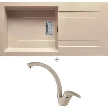 Granitový dřez Granitový dřez SET Pyramis KARTESIO (100x50) 1B 1D PLUS béžová + Pyramis OSSIA béžová