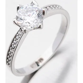 Prsten Dámský prsten bílé zlato 585 zirkon 51DZ-6149B-ZIR velikost 58