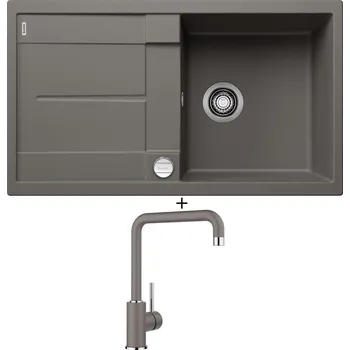 Granitový dřez Granitový dřez SET Blanco METRA 5 S šedá vulkán + excentrické ovládání + Blanco MILI šedá vulkán 527460