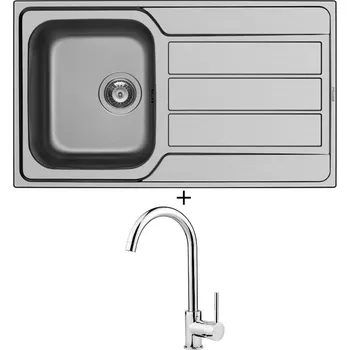 Nerezový dřez Nerezový dřez SET Pyramis ATHENA (86x50) 1B 1D nerez + Deante ASTER 062 M chrom