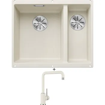 Granitový dřez Dřez pod desku SET Blanco SUBLINE 340/160 U bílá soft 527162 + Blanco MILI bílá soft 527461