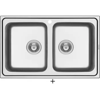 Nerezový dřez Nerezový dřez SET Pyramis ALEA (79x50) 2B nerez + Pyramis SILVIO chrom