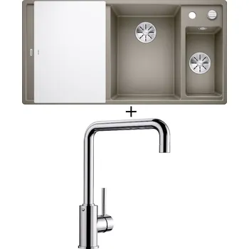 Granitový dřez Granitový dřez SET Blanco AXIA III 6 S tartufo s excentrem + skleněná krájecí deska 523480 + Blanco MILI chrom 519413