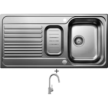 Nerezový dřez SET Blanco TIPO II 6 S nerez přírodní lesk s excentrem + miska 526622 + Blanco MIDA-S chrom 521454