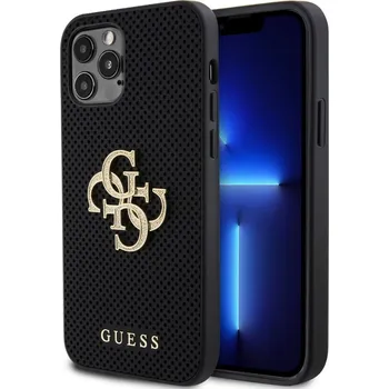 Pouzdro na mobilní telefon Guess PU Perforated 4G Glitter Metal Logo Zadní Kryt pro iPhone 12/12 Pro Guess PU Perforated 4G Glitter Metal Logo ochranný kryt je kombinací PU kůže s jemnou perforací, která nejen perfektně chrání