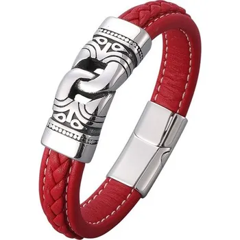 Náramek Pánský ocelový proplétaný náramek The Chain Červený, Délka 21,5cm Impress Jewelry 201222175617