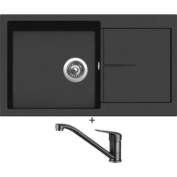 Granitový dřez Granitový dřez SET Sinks INFINITY 860 metalblack + Deante NEO BORO BMO N60M černá matná