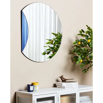 Zrcadlo Nástěnné zrcadlo modré 70 x 79 cm kulatý tvar s háčky moderní styl nástěnné dekorace Beliani