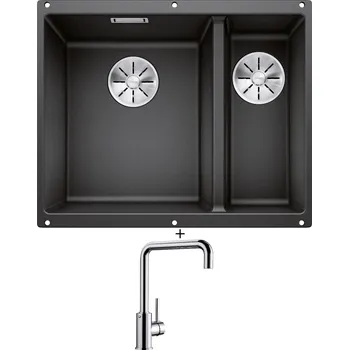 Granitový dřez Dřez pod desku SET Blanco SUBLINE 340/160 U antracit 523548 + Blanco MILI chrom 519413