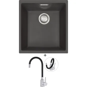 Kuchyňský dřez Dřez pod desku SET Franke SID 110-34 černá + Deante NEO LUNO BOC B720 nerez