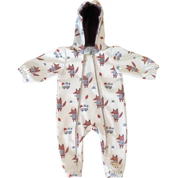 Kojenecká kombinéza Monkey Mum® Softshellová kombinéza s membránou – Lišky na houbách- vel. 62/68, 74/80 62/68