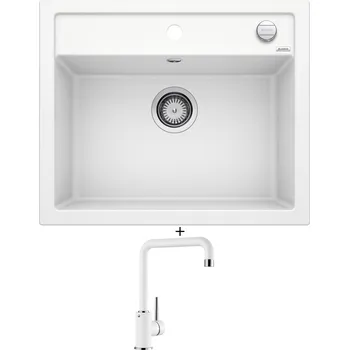 Granitový dřez Granitový dřez SET Blanco DALAGO 6 bílá s excentrem 514199 + Blanco MILI bílá 523107