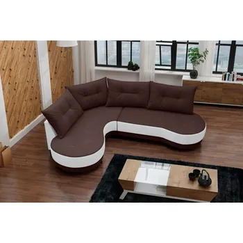 Obývací stěna Sedací souprava Abbey L tm.hnědá/bílá