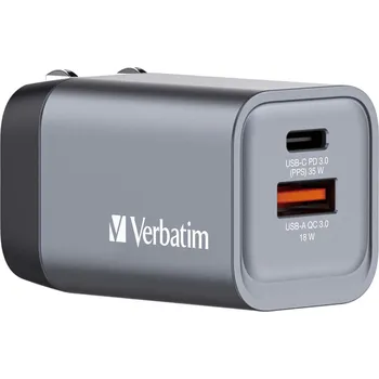 Verbatim USB nabíječka GNC-35, 35 W, 1× USB-A, 1× USB-C, šedá 32200