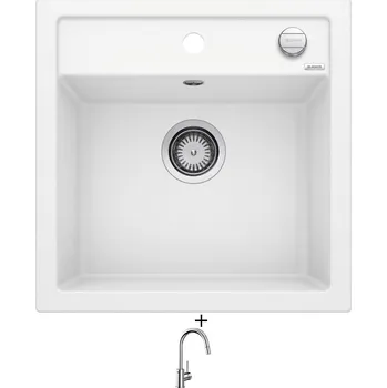 Granitový dřez Granitový dřez SET Blanco DALAGO 5 bílá s excentrem 518524 + Blanco MIDA-S chrom 521454
