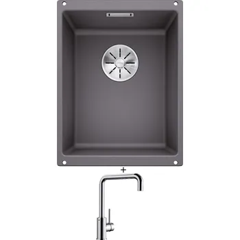 Kuchyňský dřez Dřez pod desku SET Blanco SUBLINE 320-U šedá skála 523407 + Blanco MILI chrom 519413