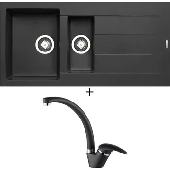 Granitový dřez Granitový dřez SET Pyramis ATHLOS (100x50) 1 1/2B 1D carbon + Pyramis OSSIA carbon