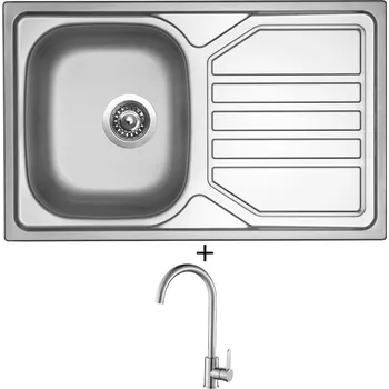 Kuchyňský dřez Nerezový dřez SET Sinks OKIO 800 V nerez matný + Laveo BONA BAB 268D nerez
