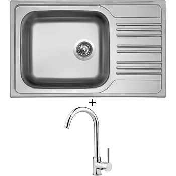 Nerezový dřez Nerezový dřez SET Sinks STAR 780 XXL V nerez matný + Deante ASTER 062 M chrom