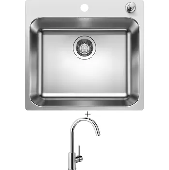 Nerezový dřez SET Blanco SUPRA 500-IF/A R12 nerez kartáčovaný s táhlem 526355 + Blanco MIDA chrom 517742