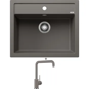 Kuchyňský dřez Granitový dřez SET Blanco DALAGO 6 šedá vulkán + Blanco MILI šedá vulkán 527460