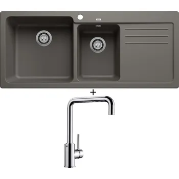 Granitový dřez Granitový dřez SET Blanco NAYA 8 S šedá vulkán 527314 + Blanco MILI chrom 519413