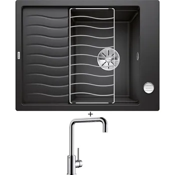 Granitový dřez SET Blanco ELON 45 S antracit + excentrické ovládání + Blanco MILI chrom 519413