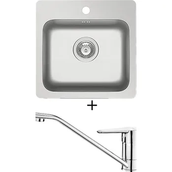 Nerezový dřez Nerezový dřez SET Pyramis ZERIA (46x45) 1B nerez + Deante CORIO BFC 060M chrom