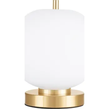 Lampička Opálově bílá skleněná stolní lampa Nova Luce Lato se zlatou podstavou 22,5 cm