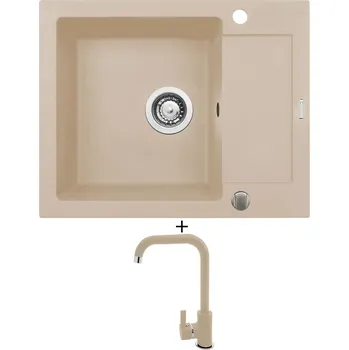 Granitový dřez Granitový dřez SET Pyramis MIDO (62x50) 1B 1D béžová + Pyramis SILVIO béžová