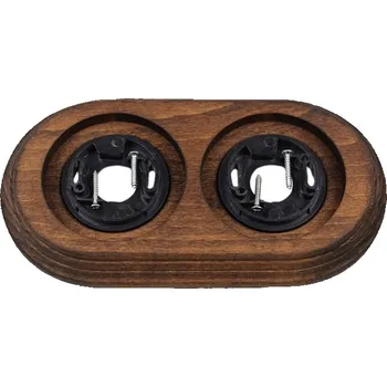 Elektrická zásuvka Elhard Keramik KN5002D 2x rámeček, tmavé dřevo+redukce