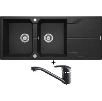 Granitový dřez Granitový dřez SET Deante ANDANTE ZQN 2213 černá + Laveo IGA BGG 760D černá
