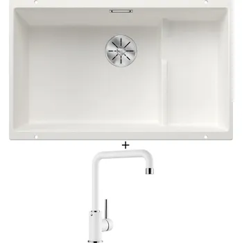 Granitový dřez Dřez pod desku SET Blanco SUBLINE 700 U Level bílá + koš z nerezu 523456 + Blanco MILI bílá 523107