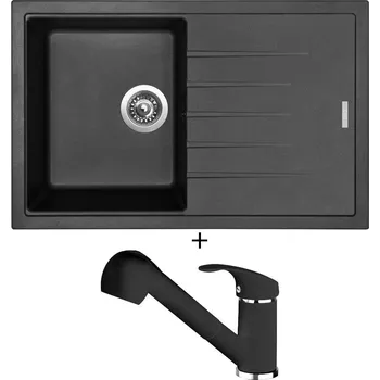 Granitový dřez Granitový dřez SET Sinks BEST 780 granblack + Deante PEPE BDP 271M černá