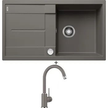 Granitový dřez Granitový dřez SET Blanco METRA 5 S šedá vulkán + excentrické ovládání + Blanco MIDA šedá vulkán 526965