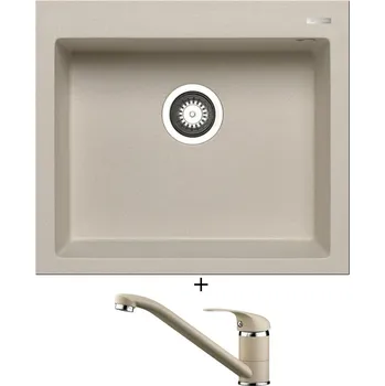 Granitový dřez Granitový dřez SET Pyramis ISTROS (57x50) 1B béžová + Pyramis ASALIA béžová
