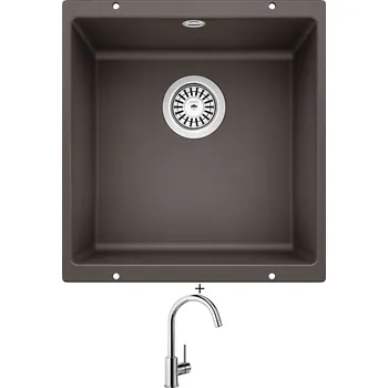 Kuchyňský dřez Dřez pod desku SET Blanco ROTAN 400 U kávová 521337 + Blanco MIDA chrom 517742